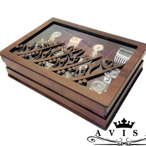 جعبه ساعت چوبی ۱۲ خانه طرح شعر